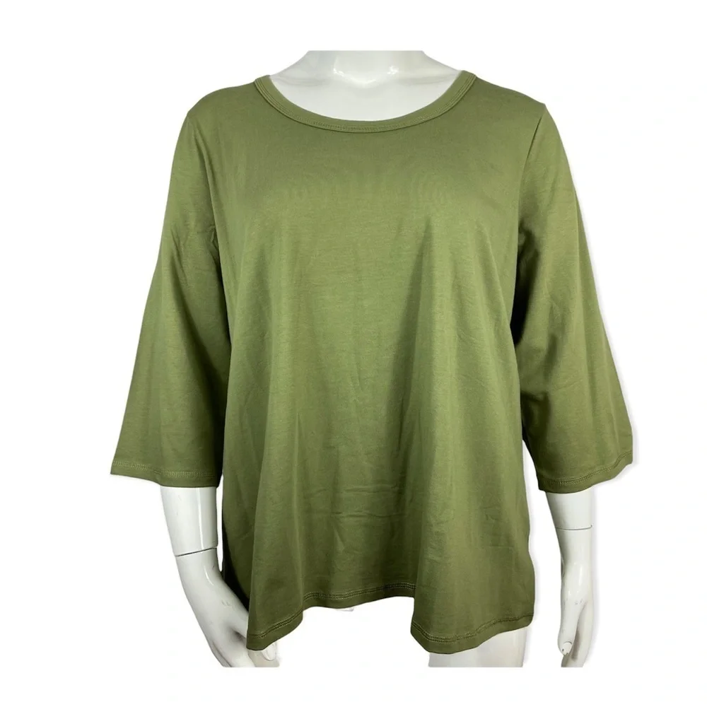 Denim & Co army green top - Picture 1 of 9
